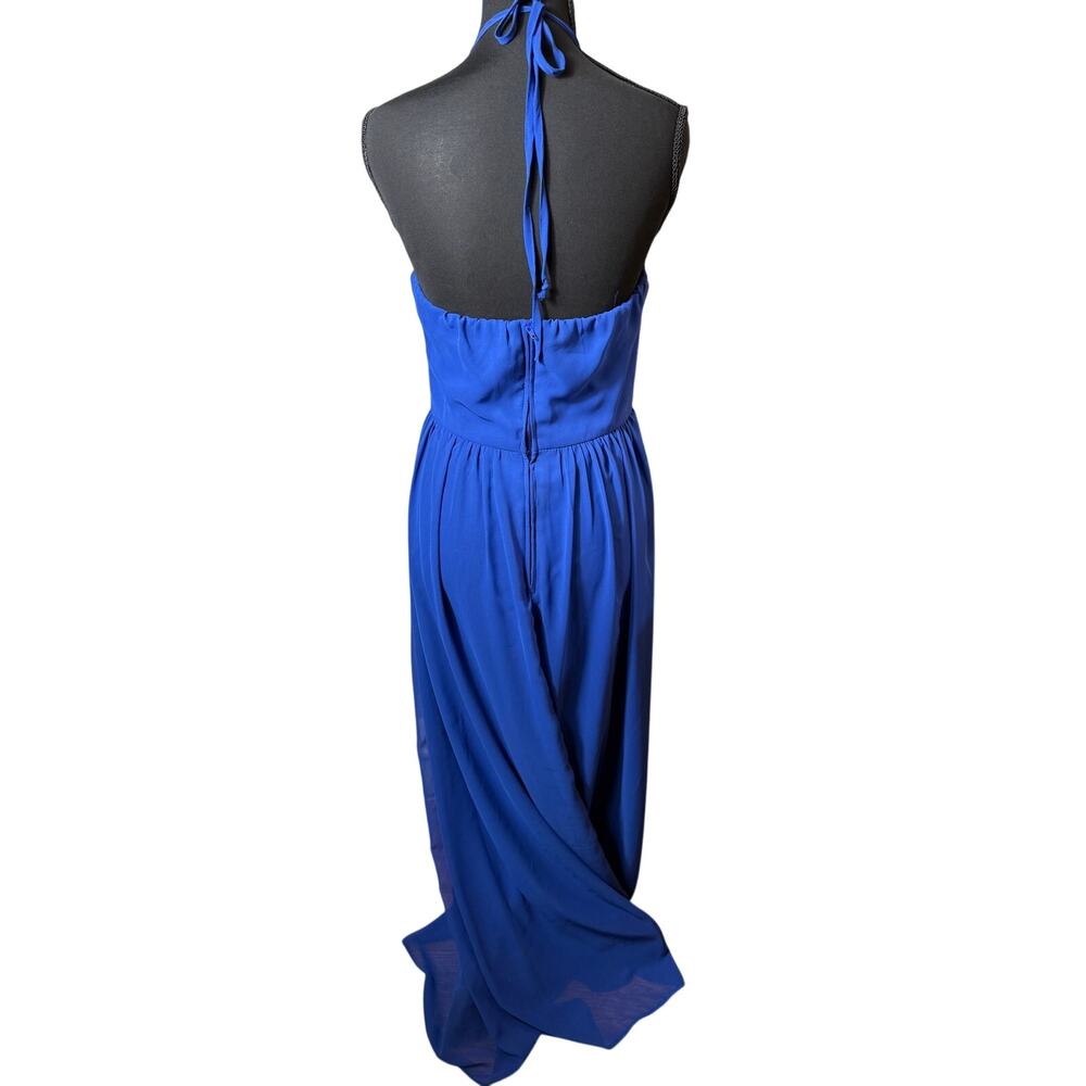 Y2K B Darlin Royal Blue Heavily Embellished Halter Chiffon Juniors 9/10 Formal - Picture 4 of 13